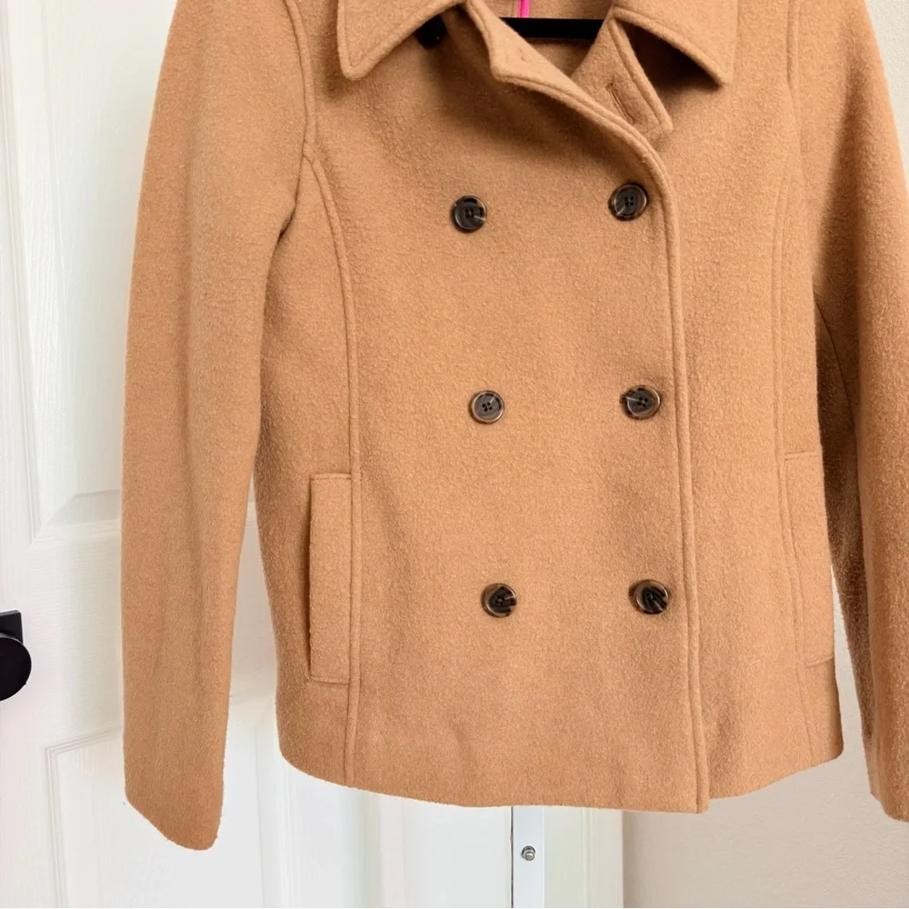 J.Crew‎ Boiled Wool-Blend Peacoat Size 0 Camel Tan - Picture 3 of 6